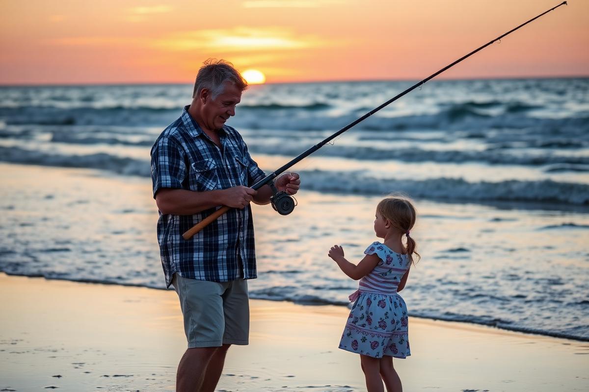 Family fishing together from the jetty